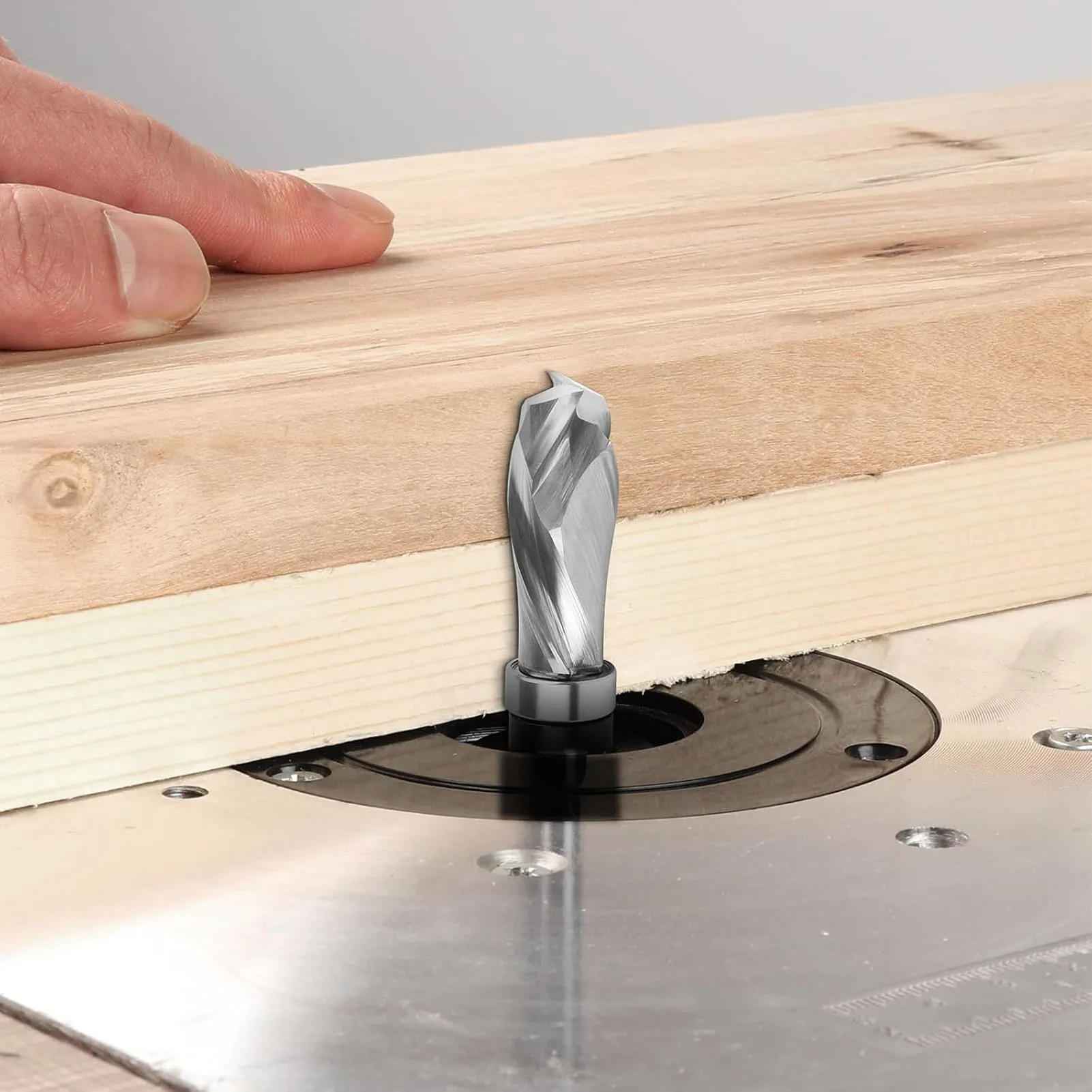 Compression Flush Trim Router Bit 1/4in Shank Tungsten Steel Spiral Pattern Template Router Bit for Trimming