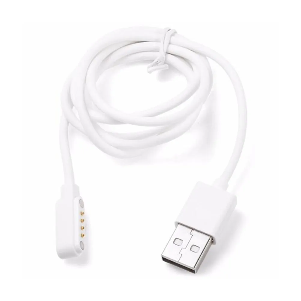 USB 스마트 워치 충전기 케이블 Gt88 K88h Kw08용 자기 4핀 고내구성 알루미늄 커넥터 빠른 데이터 전송 화이트