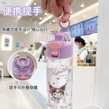 550ml Kawaii Sanrio Water Bottle Kuromi Cinnamoroll Cartoon Anime Glass Cup Sleeve Toys For Kids Kawaii Bottle Gift Water Cup 3