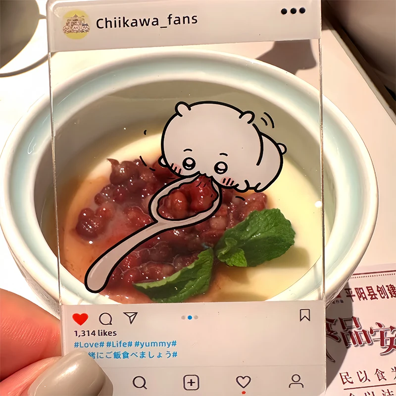 치카와 사진 장식 카드 귀여운 하치웨어 학생 식사 사진, 아크릴 투명 카드 소품, 여아 선물 