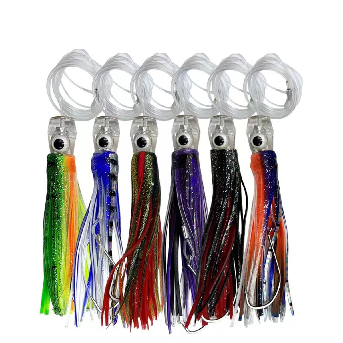 

1Pc/6pcs Squid Jig Hook Bait 16cm/25cm 45g/106g Silicone Octopus Cuttlefish Soft Lure Shrimp Trolling Marlin Tuna Fishing Lures