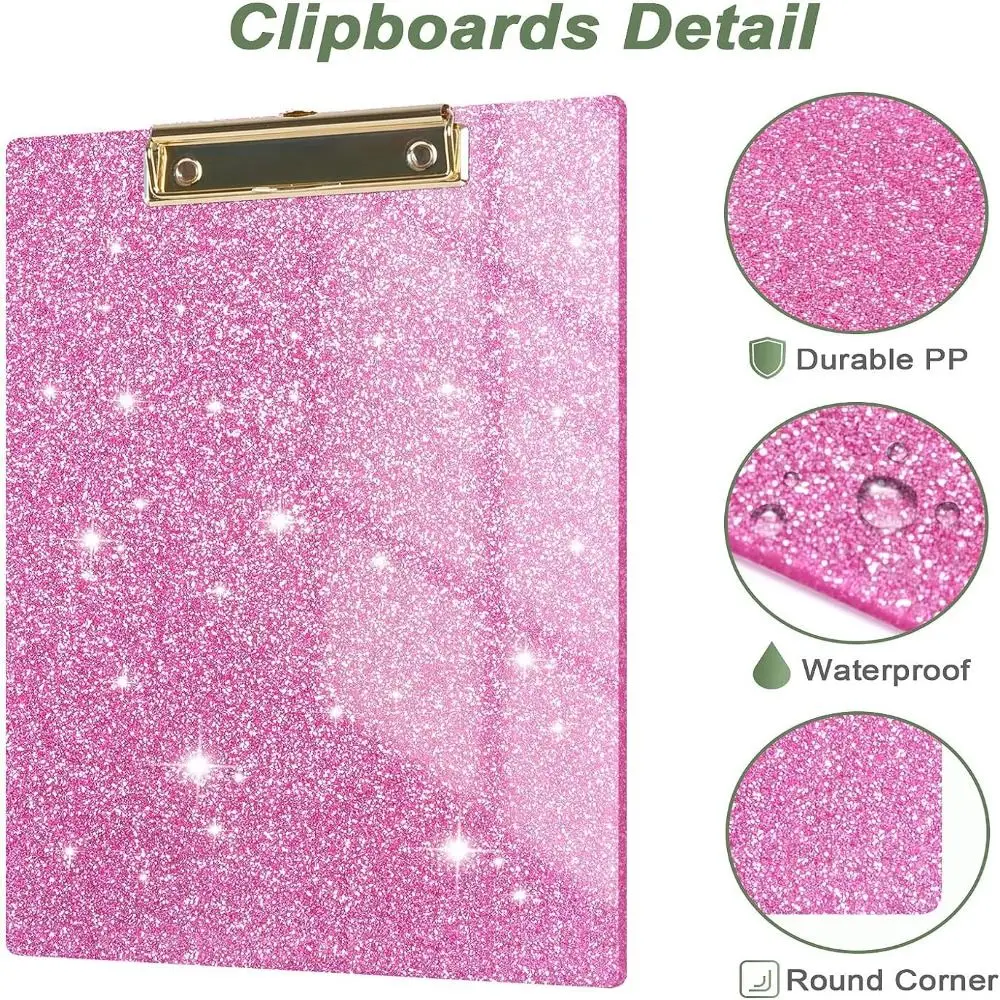 Paper Organizer Glitter Writing Clipboard With Low Profile Gold Clip Tablet Flash Memo Menu Folder