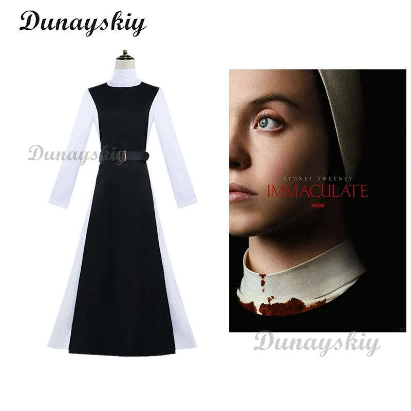 

Cecilia Cosplay Fantasy Nun Dress Suits Horror Movie Immaculate Costume Headgear Adult Women Roleplay Halloween Fantasia Outfits