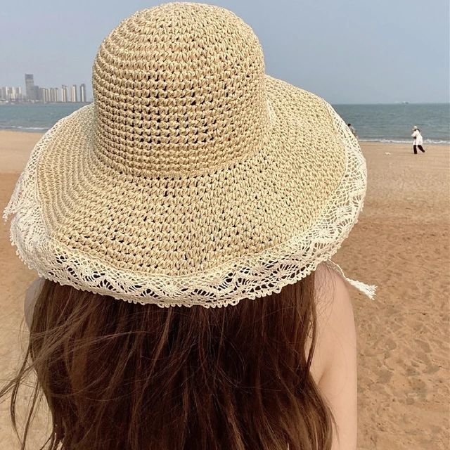 Summer Hats for Women Sun Hat Beach Ladies Uting Sun Holiday Cool Hat  Casual Panama Seaside Beach Hat Wide Brim Straw Sun Hats - AliExpress