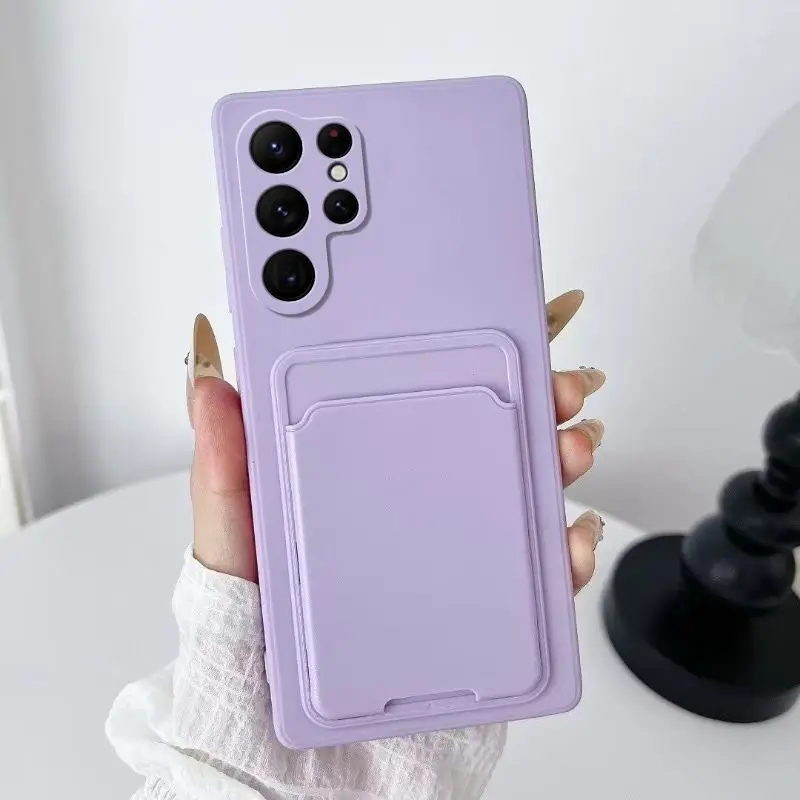 Candy Color Wallet Card Holder Phone Case