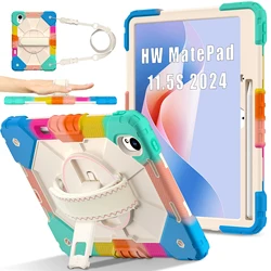 Rugged Protective Tablet Case with Kickstand, Wristband, and Shoulder Straps, 11.5-Inch for Matepad 11.5S 2024 (Colorful blue SP)