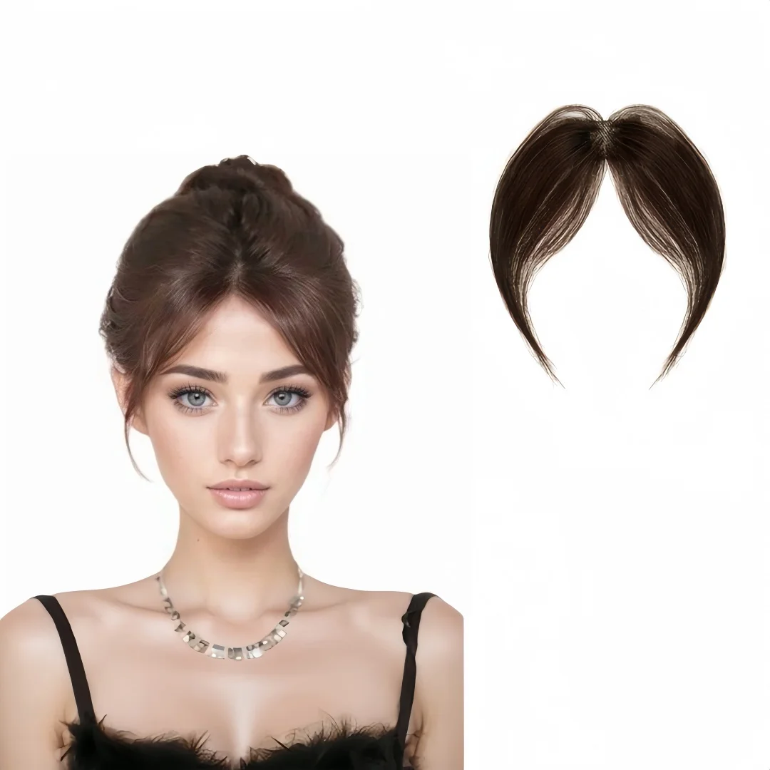 4x6cm Hand Made Swiss Lace Base Clip in Bangs Mid Part Bangs 100% Human Hair Women Hair Pieces Fringes for Cover Hairline
