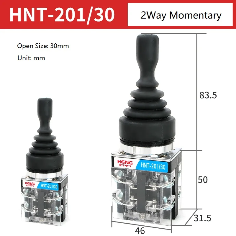 2 Interruttori A Bilanciere 22mm 4 Vie - Joystick Momentaneo 4NO Per Automazione Industriale