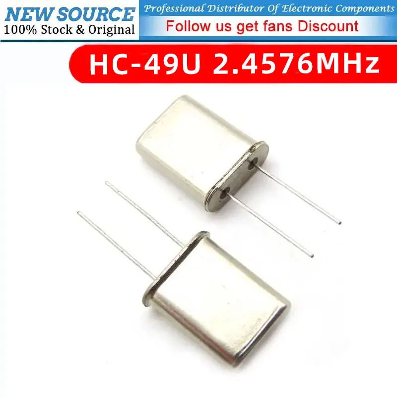 5PCS Crystal Oscillator 2.4576M Dip 2pin 2.4576MHz HC-49U Quartz Crystal Passive Oscillator