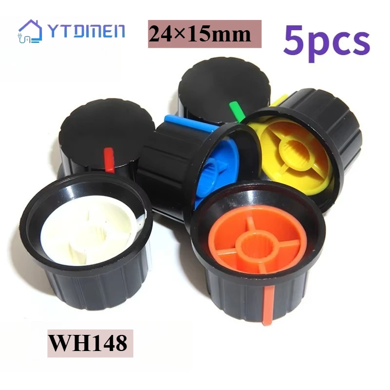 5pcs Two-color Knob Caps 24x15mm WH148 Potentiometer Knob Caps Plastic Knob Caps Plum Blossom Axis Knob Hats Straw Knob Hats