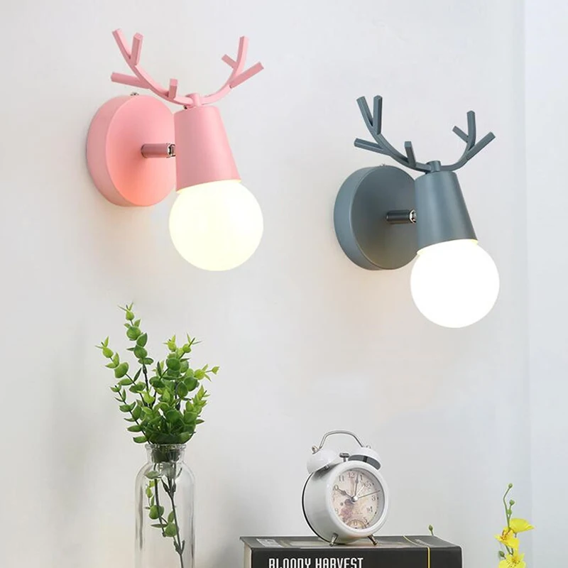 

LED Antlers Wall Lamp Colorful Wall Sconce Nordic Vintage Modern Loft Children's Room Bedroom Parlor Bedside Stair Home Lights