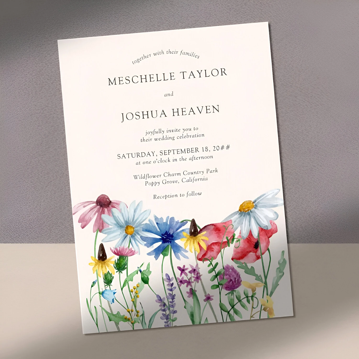 Country Wedding Invitation Personalized Wedding Invitation Card Invitations for Elegant Wildflowers 20pcs