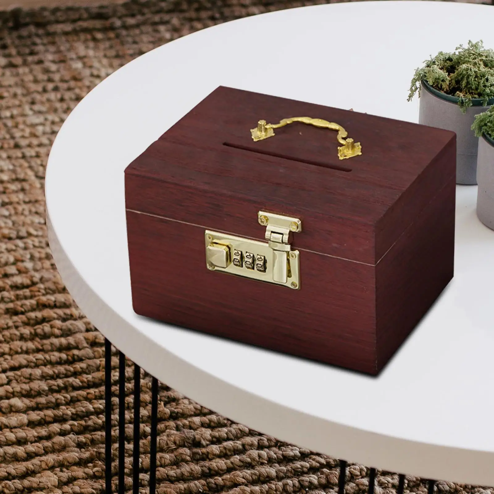 Vintage Style Wooden Box Piggy Bank Organizer Password Lock Collection Treasure Chest Treasure Box for Kids Gifts Souvenir 3