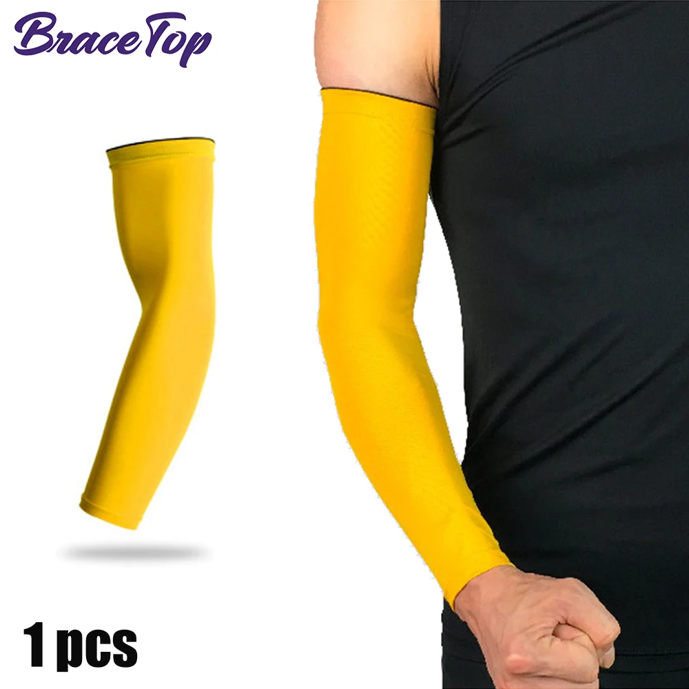 BraceTop 1 PC Sport Arm Compression Sleeve Basketball Cycling Arm Warmer Fitness Running UV Protection Volleyball Sunscreen Band