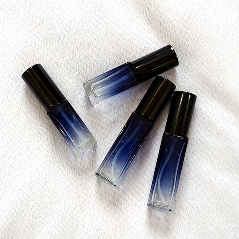 ombre blue square glass perfume bottle on