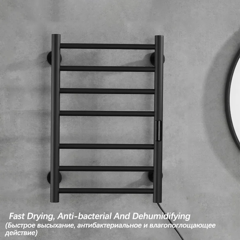 

Black/White/Golden Bathroom Electric Heated Towel Rail Digital Display Towel Warmer Hidden/Exposed Wires Electric Towel Rack