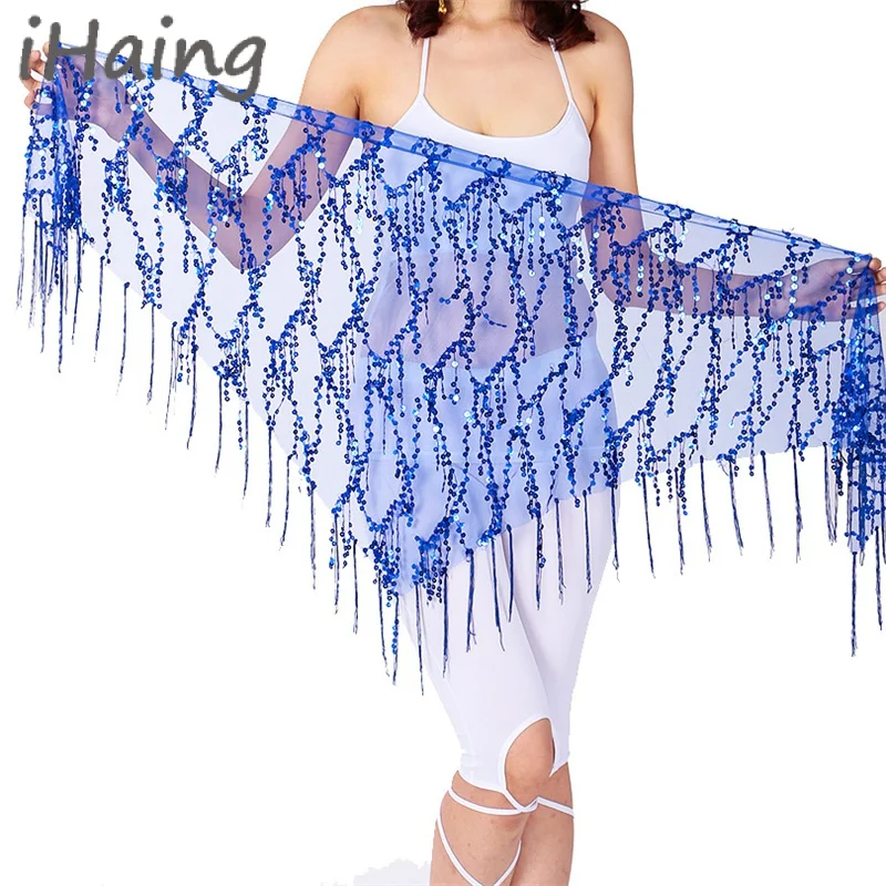 

Women Sequins Tassel Belly Dance Hip Scarf Stage Costume Performance Clothing Skirt Adult Rave Outfits Belt for Lesson Dancewear