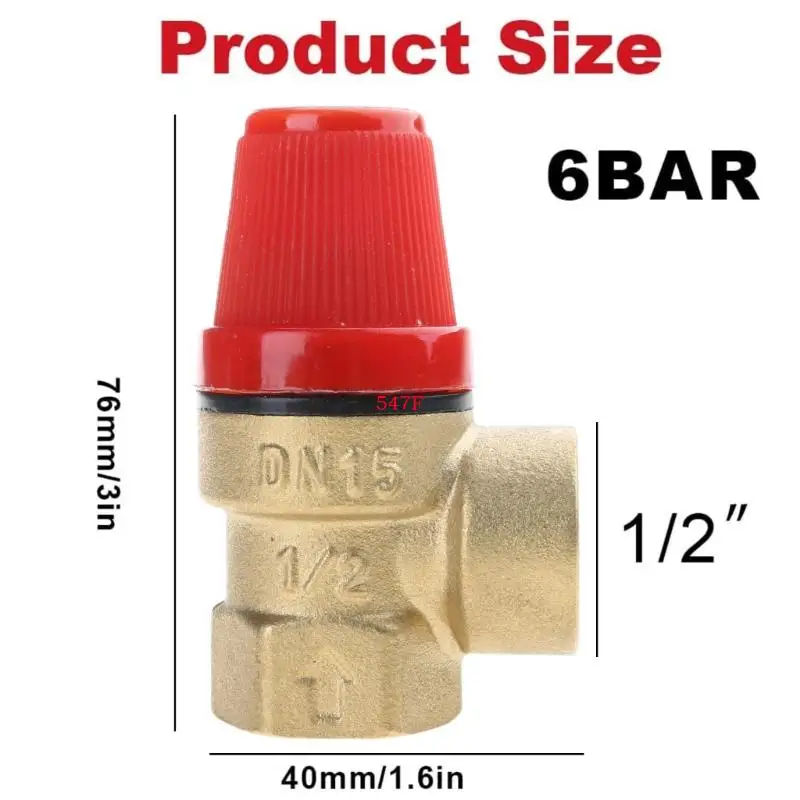 547F Portable Sturdy Inch Brass Relief Valves DN15 Accessory Convenient for Water Oil and Gas Pressure with EPDM Seal
