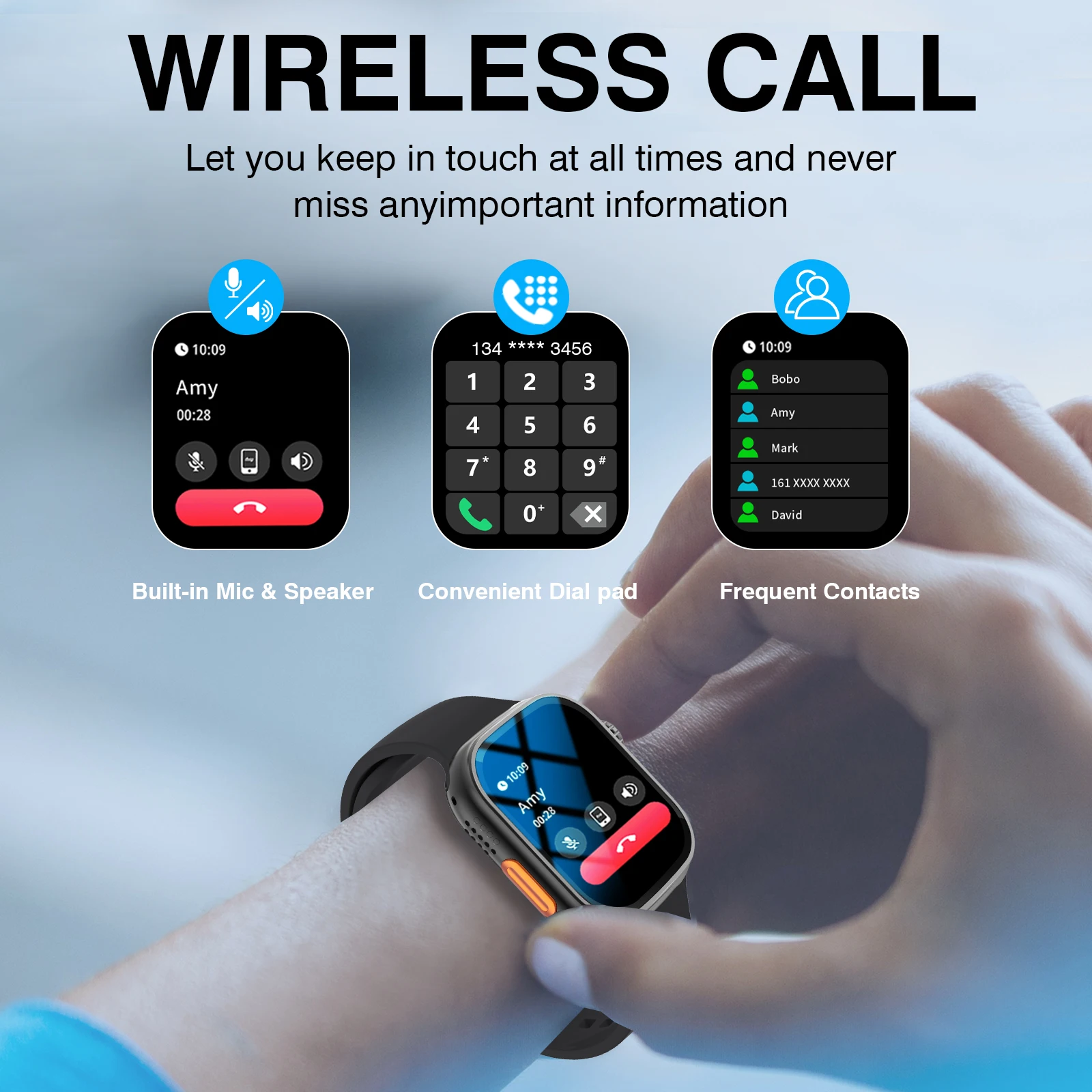 2026 Smart Watch with Wireless Calling, Weather Forecast & Sports Mode, DIY Wallpaper SMS Alerts Silicone Strap for Men Women 2
