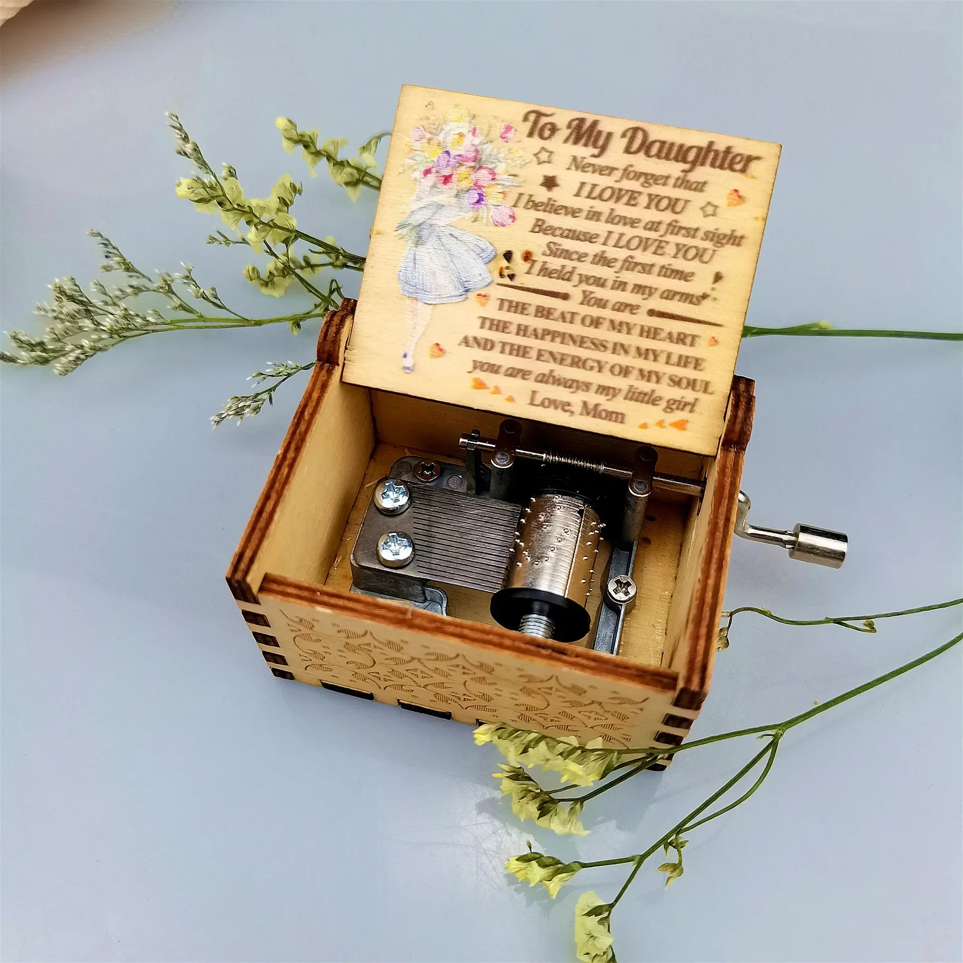 You Are My Sunshine Music Box Color Printing Wooden Hand Crank Musical Box Birthday Present Valentine's Day Christmas Gift New 2