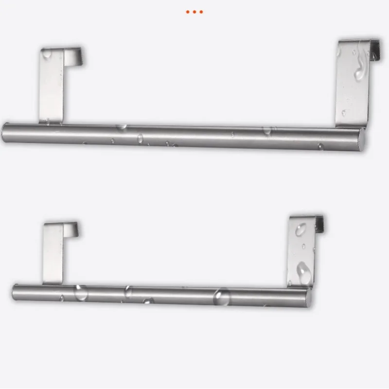 Kitchen Cabinet Door Towel Bar Stainless Steel Door Back Towel Hanging Holder Bathroom Punch-free Towels Hooks Home Organizer