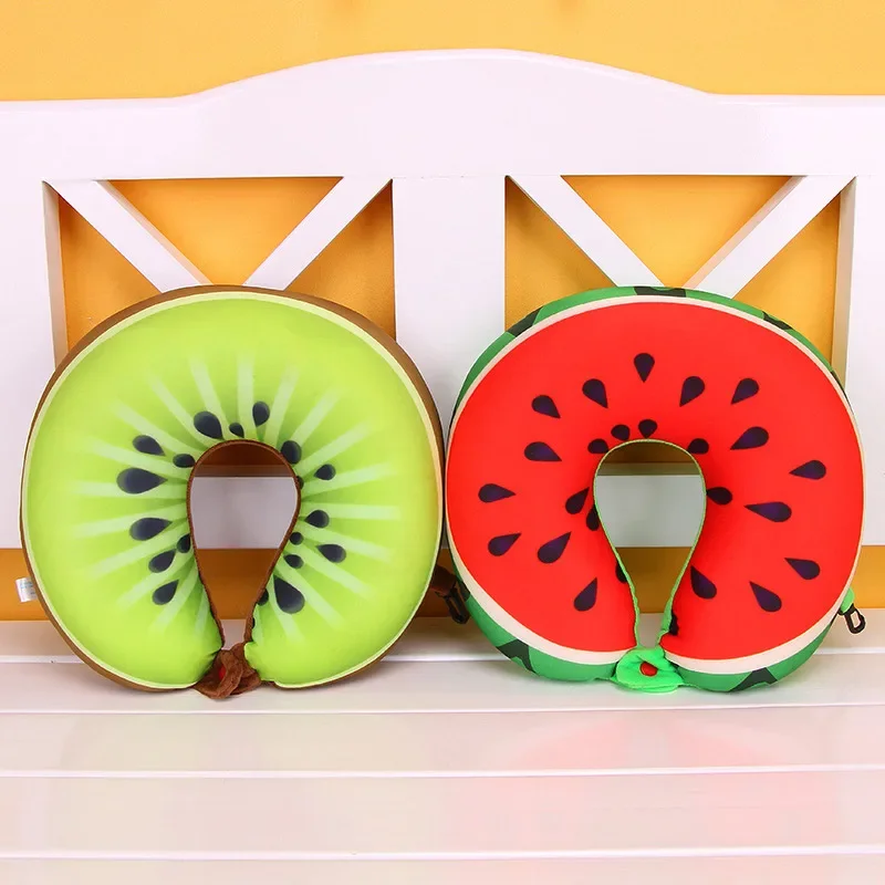 HazyBeauty U Shape Memory Foam Pillow Plane Fruits Watermelon Shape Traveling Airplane Pillow U-shape Neck Pillows 28x30cm 2