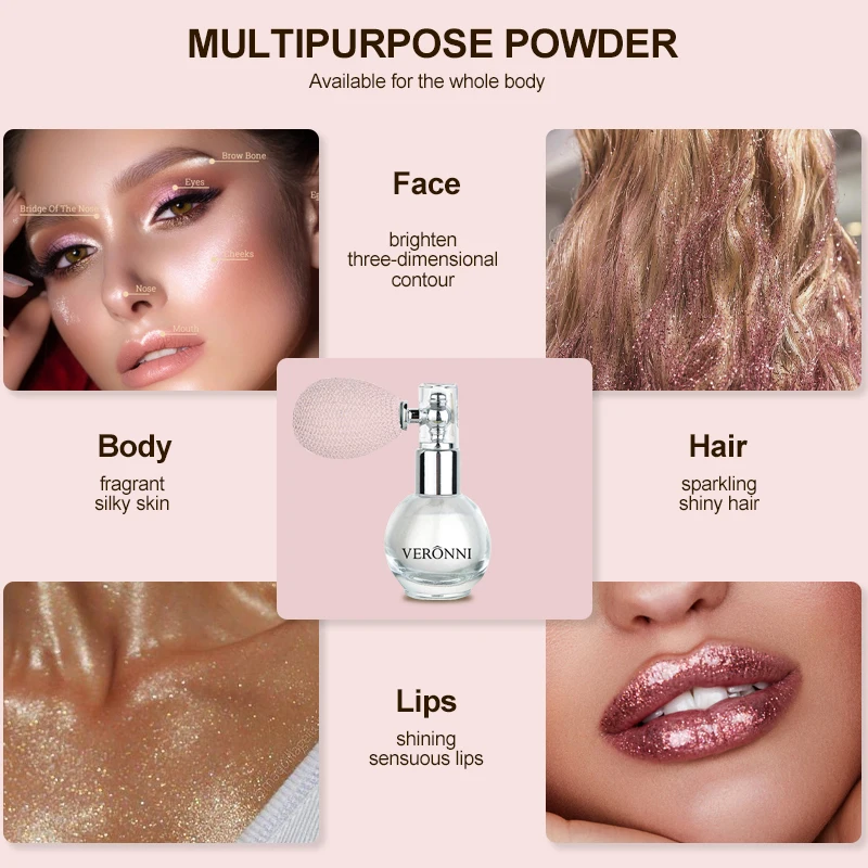 Glitter Spray Highlighter Powder Diamond High Gloss Air Bag Powder Fragrance Shiny High Light Glitter Face Body Makeup Cosmetics 4