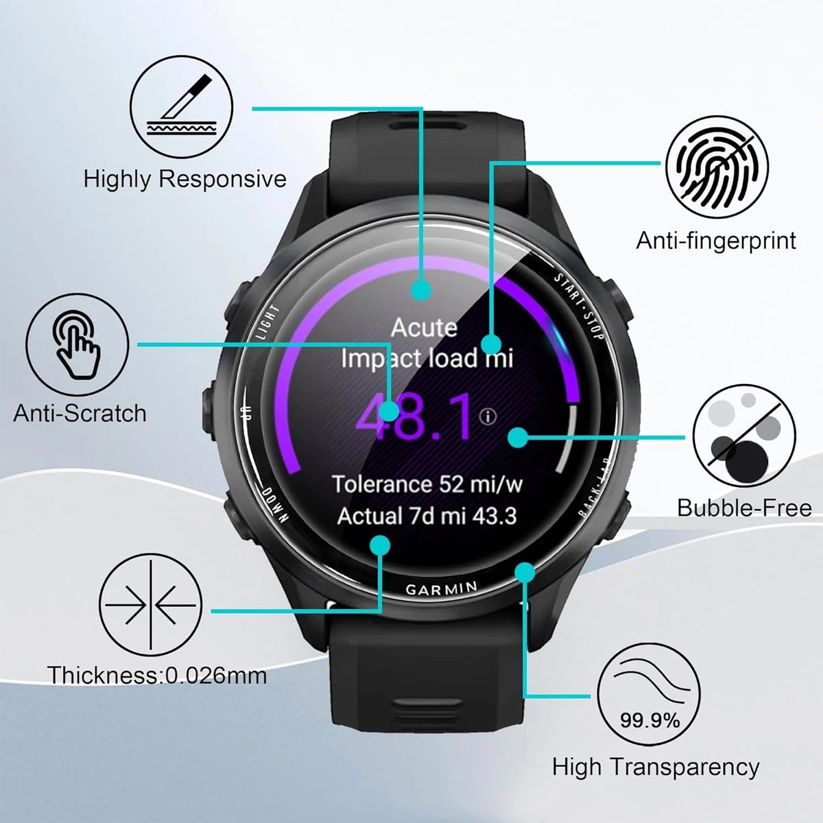 Durable Screen Protector for Garmin Forerunner - High-Quality Protective Film, Not Tempered Glass