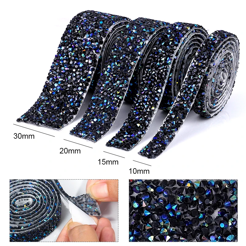 10/15/20/30 millimeter BlackAB self-adhesive rhine...