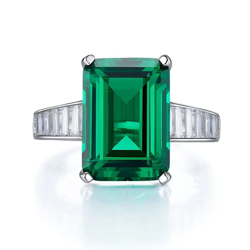 

Jewelry 2023 New 925 Silver Vintage Emerald Diamond Ring 10 * 14 Ring Hot Selling in European and American Foreign Trade