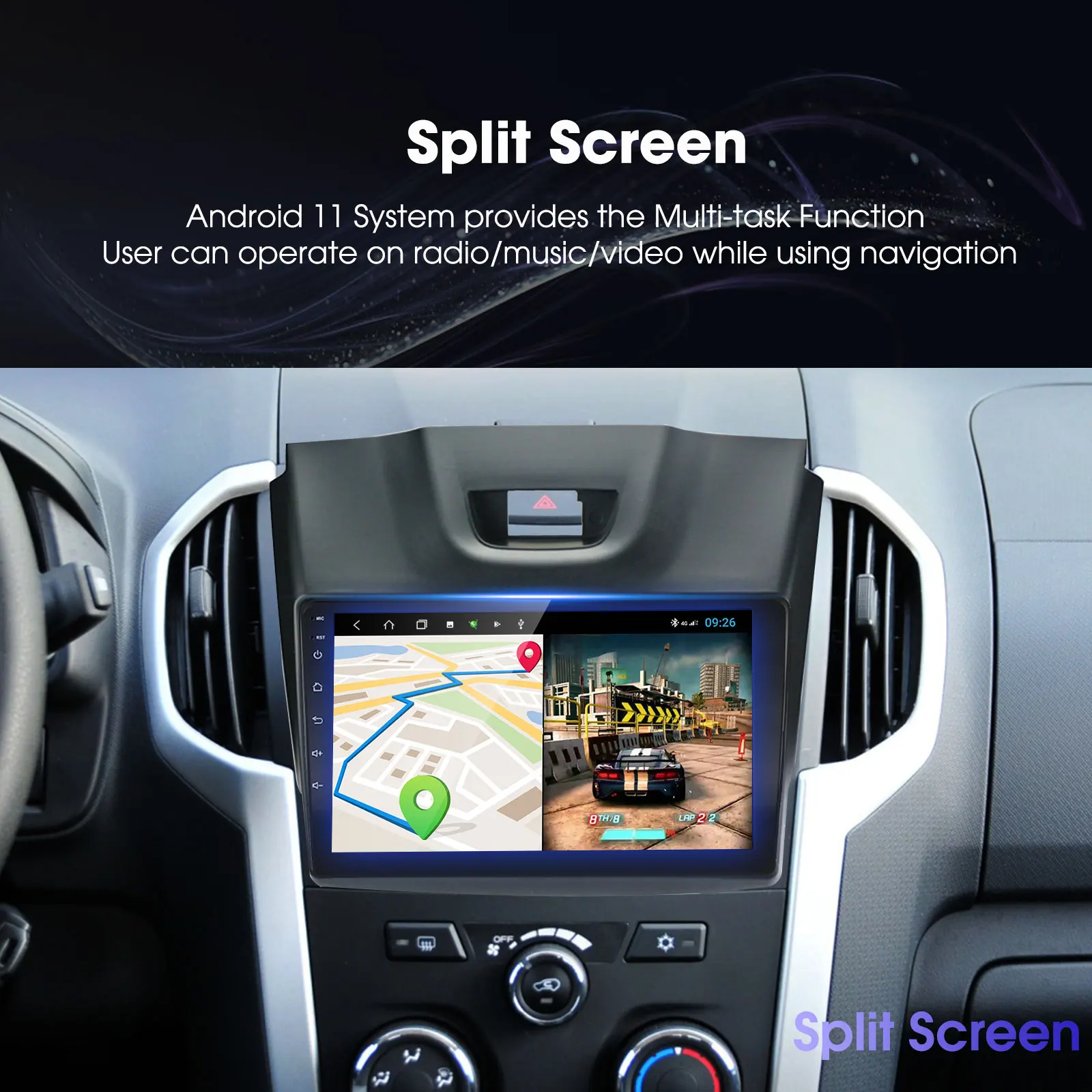 EzoneTronics CarPlay Android Auto Car Radio for Isuzu D-MAX 2012- M-UX 2013- Navigation Player Car Entertainment System