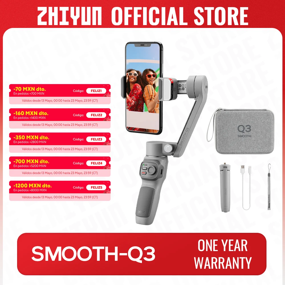 

ZHIYUN Official SMOOTH Q3 Gimbal Smartphone 3-Axis Phone Gimbals Portable Stabilizer for iPhone 14 pro max/Xiaomi/Huawei