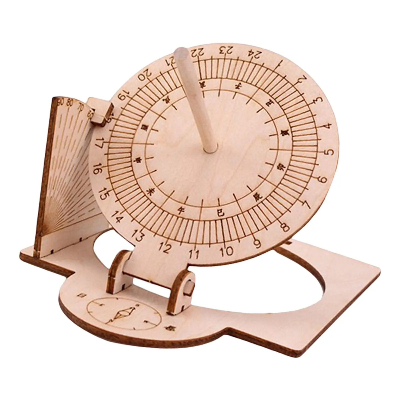 Equatorial Sundial Clock DIY Wooden Building Manual Assembly Model Premium Material