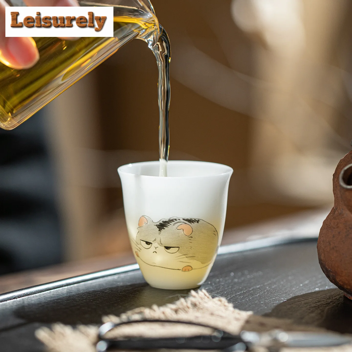 30ml White Jade Clay Twelve Zodiac Teacup Vintage Tea Bowl Sample Tea Cup Tea-tasting Meditation Cup Jianzhan Master Cups Teaset