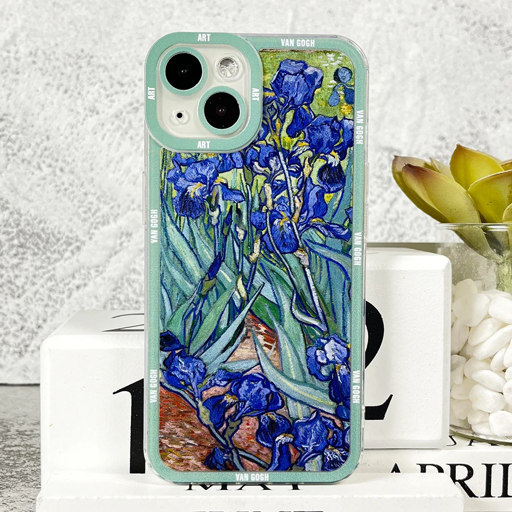 Case For iPhone 14 13 12 11 Pro Max Mini XS X XR SE 7 8 Plus Soft Cover Van Gogh Oil Painting Flower Series- S888d8b36f4084ea3bf235a89a4b0b59az