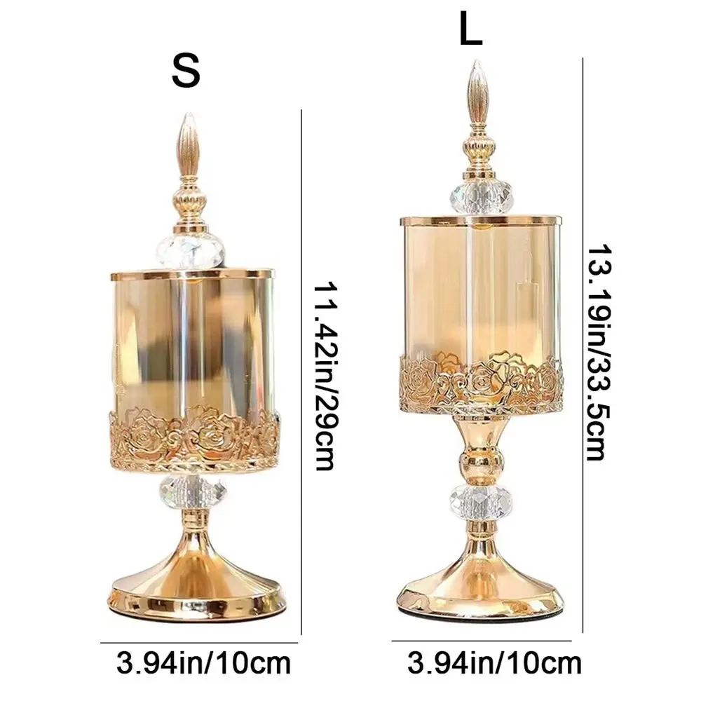 European Luxury Crystal Glass Storage Jar with Lid Rose Candy Jar Gold-plated Storage Decorative Ornaments Art Home Decoration 6