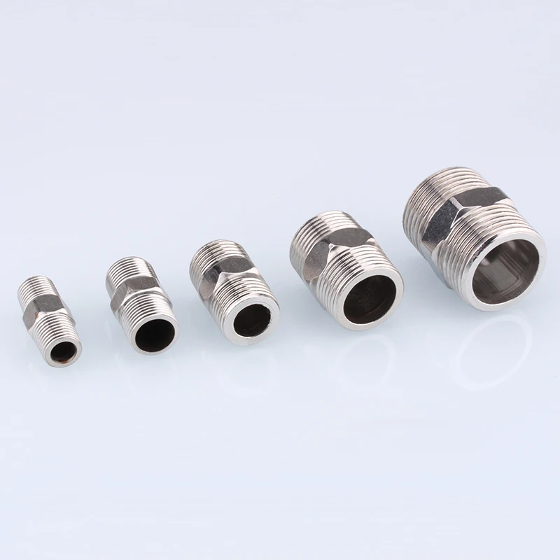 1-10pcs Nipple Connector 1/8"1/4"3/8" 1/2" 3/4"1" Stainless Steel Double Male Thread Equal/Reducing Connector Length 30-100mm