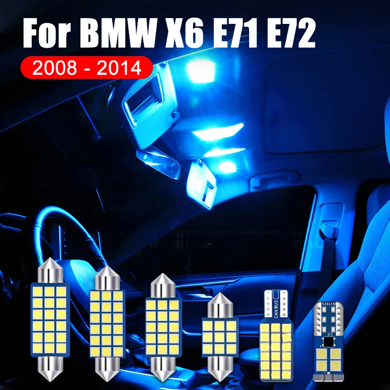

For BMW X6 E71 E72 2008-2011 2012 2013 2014 16PCS 12V Car LED Reading Light Footwells Trunk Lamps Door Courtesy Bulb Accessories