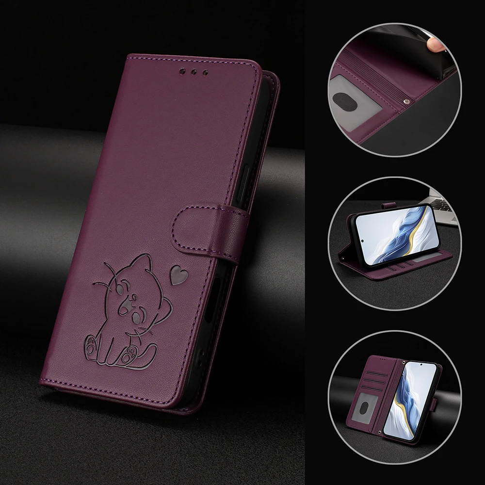 Lovely Cat Leather Wallet Phone Case