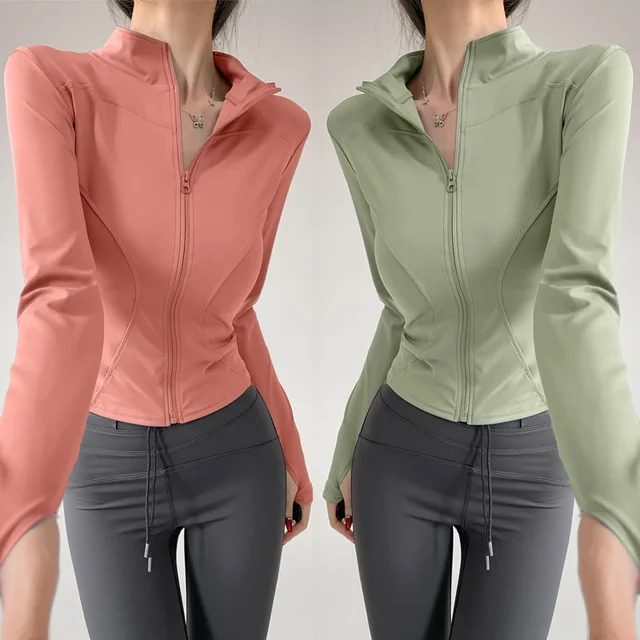 Sun Quick Drying Sports Coat Women's Tight Top Yoga Jacket Long Sleeve Zipper Jacket Running Fitness Women's Jacket S-3XL 1