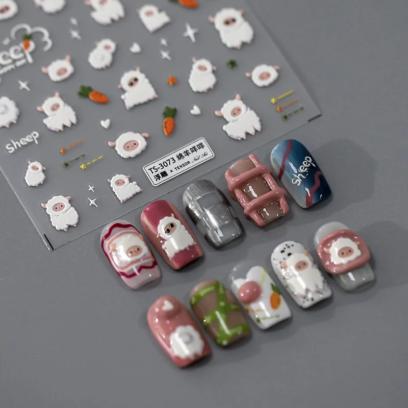 

[Meow.Sensei] Thin and Tough Nail Stickers Relief Adhesive Nail Sticker Nail Jewelry TS-3072 Sheep Baa