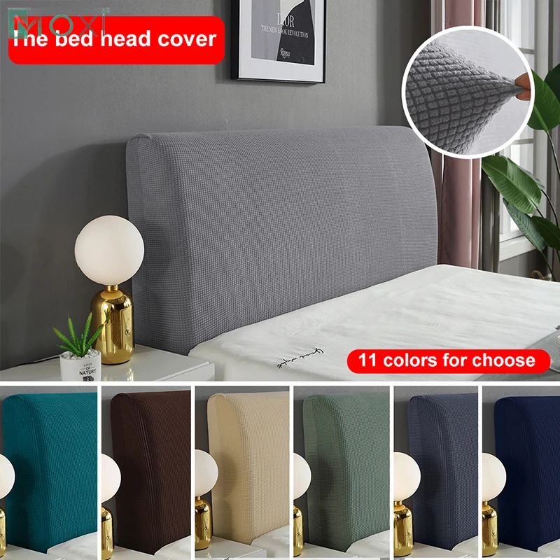 Thicken Elastic Bed Head Covers Solid Color Polar Fleece Back Protection Dust Home Hotel Banquet Long Back Chair Cover Plain bed headboard cover
