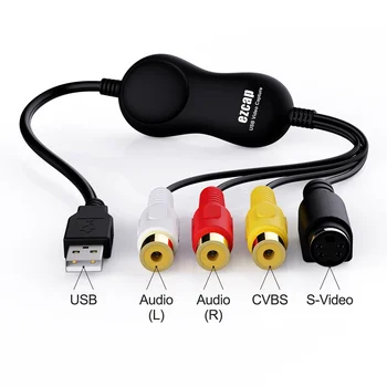 Ezcap158 USB 2.0 Scheda di acquisizione audio video AV S-Video Registrazione video analogica per lettore VHS V8 Hi8 Videocamera Windows MAC