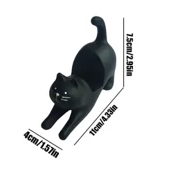 Charming Cat Resin Phone Stand - Adorable Desk Decoration (Black)