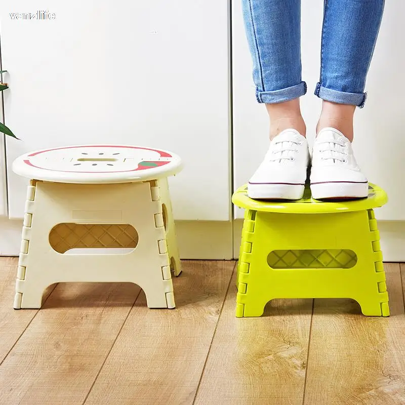Folding stool plastic portable non-slip family adult children small chair outdoor portable thick Maza small bench