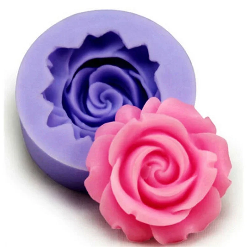 3D Rose Chocolate Mold Fondant Cake Decorating Tools Silicone Soap    s