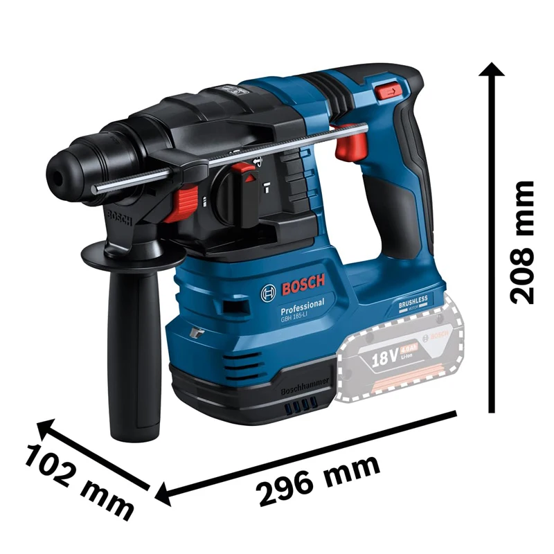 BOSCH GBH 185-LI GDE12 18V Brushless Cordless Rotary Hammer Impact Drill Vacuum Cleaner Electric Hammer Power Tools Battery SET 2