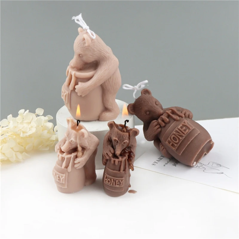 Honey Pot Bear Decor Candle Silicone Mold Resin Epoxy Craft Polymer Clay Craft DIY Ornament Jewelry Candle Making Tool DropShip diy clay mold owl shaped planter mold succulent plant pot silicone mold pen storage holder epoxy casting mold diy craft