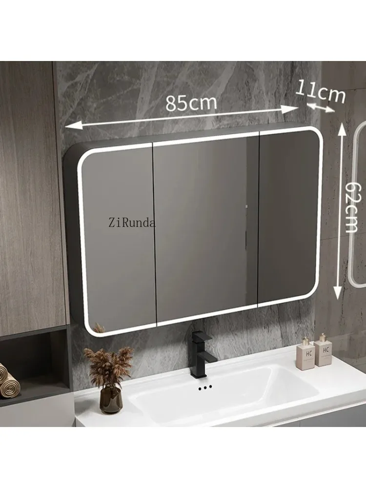 Smart Bathroom Mirror Cabinet Wall-mounted Aluminum Induction Light Storage Mirror Cabinet Simple Home Furniture