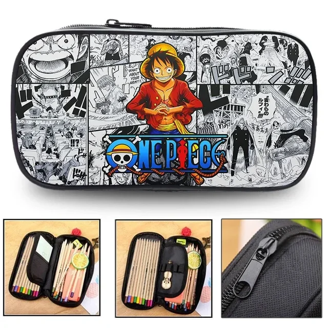 One Piece Children Anime Figure Pupil Large Capacity Pencil Case School Supplies Children Gift Pencil Bag Boys Box Storage Gift